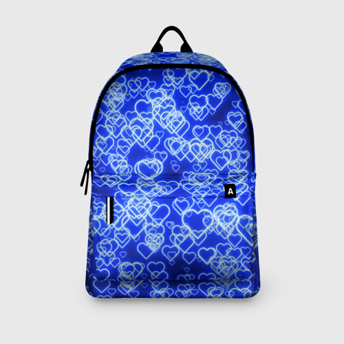 Рюкзак 3D с принтом Неоновые сердечки синие, вид сбоку #3