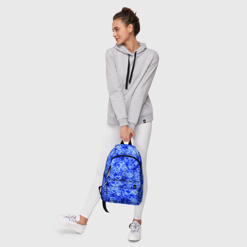 Рюкзак 3D с принтом Неоновые сердечки синие, фото #6