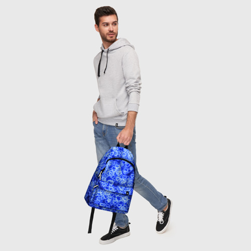 Рюкзак 3D с принтом Неоновые сердечки синие, фото #5