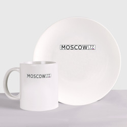 Набор: тарелка + кружка Moscow - автомобильный номер на английском