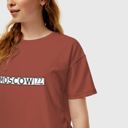 Женская футболка хлопок Oversize Moscow - автомобильный номер на английском - фото 2