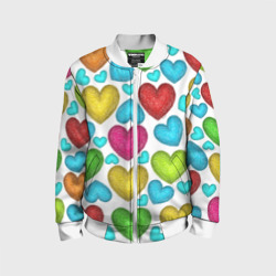 Детский бомбер 3D Сердца нарисованные цветными карандашами
