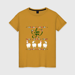 Четыре ламы альпаки: i love you – Женская футболка хлопок с принтом купить со скидкой в -20%