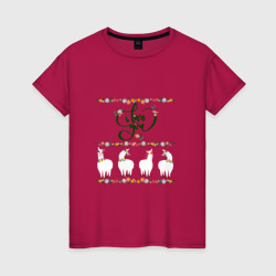 Четыре ламы альпаки: i love you – Женская футболка хлопок с принтом купить