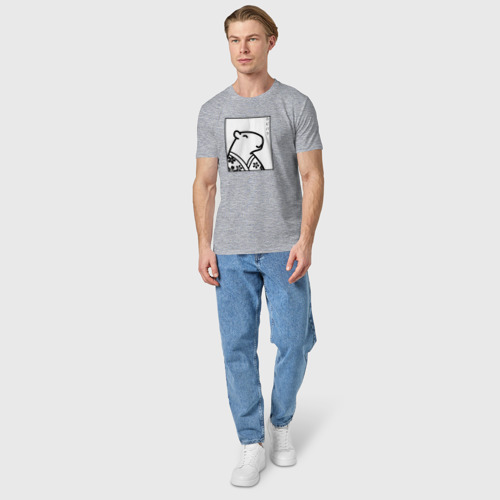 Мужская футболка хлопок Минималистичная капибара в японском стиле, цвет меланж - фото 5