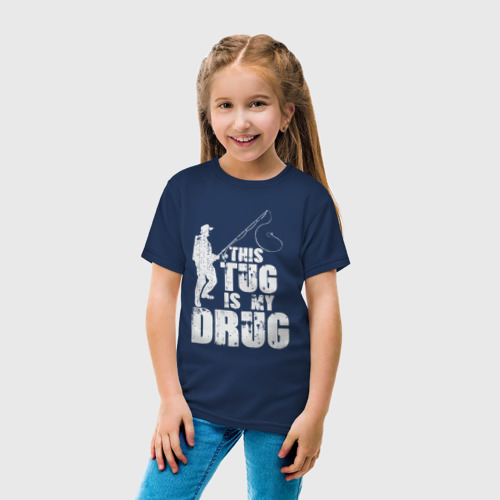 Детская футболка хлопок с принтом Ловля мой наркотик, вид сбоку #3