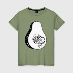 Космическое авокадо – Женская футболка хлопок с принтом купить со скидкой в -20%
