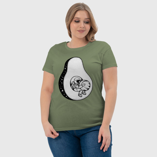 Женская футболка хлопок с принтом Космическое авокадо, фото #4