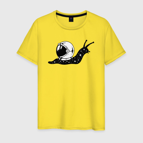 Мужская футболка хлопок с принтом Космическая улитка, вид спереди #2