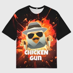 Женская футболка oversize 3D Чикен Ган - взрыв
