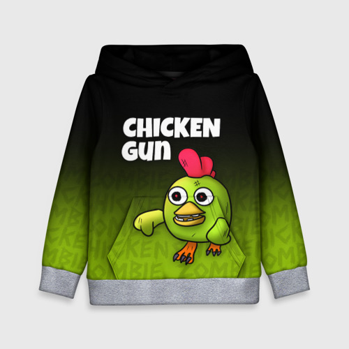 Детская толстовка 3D с принтом Chicken Gun - Zombie Chicken, вид спереди #2