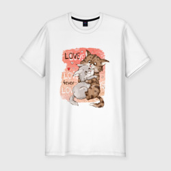 Мужская футболка хлопок Slim Влюбленные мультяшные коты