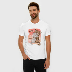 Мужская футболка хлопок Slim Влюбленные мультяшные коты - фото 2