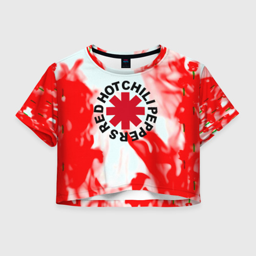 Женская футболка Crop-top 3D Red hot chili peppers fire red bend, цвет 3D печать