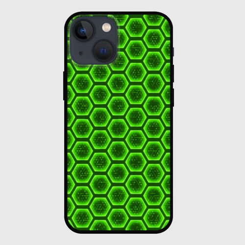 Чехол для iPhone 13 mini с принтом Энергетический щит - зеленый, вид спереди #2