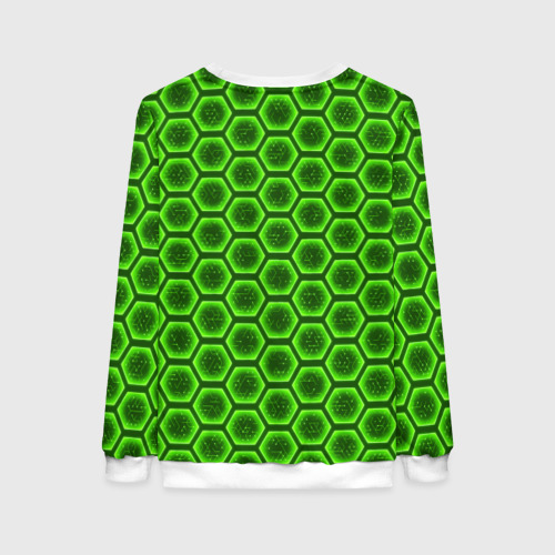Женский свитшот 3D с принтом Энергетический щит - зеленый, вид сзади #1