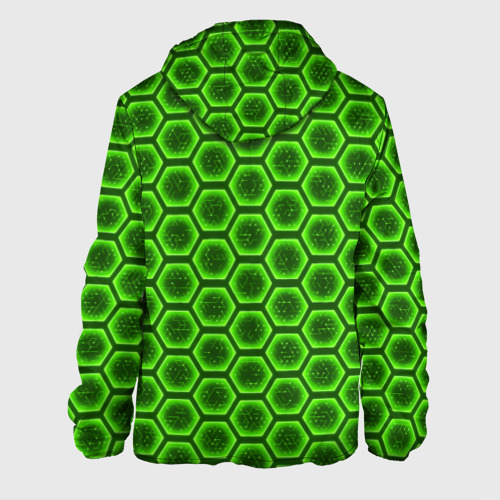 Мужская куртка 3D с принтом Энергетический щит - зеленый, вид сзади #1