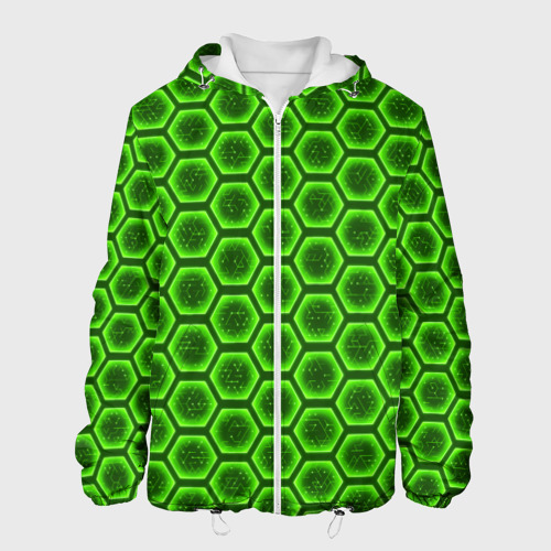 Мужская куртка 3D с принтом Энергетический щит - зеленый, вид спереди #2
