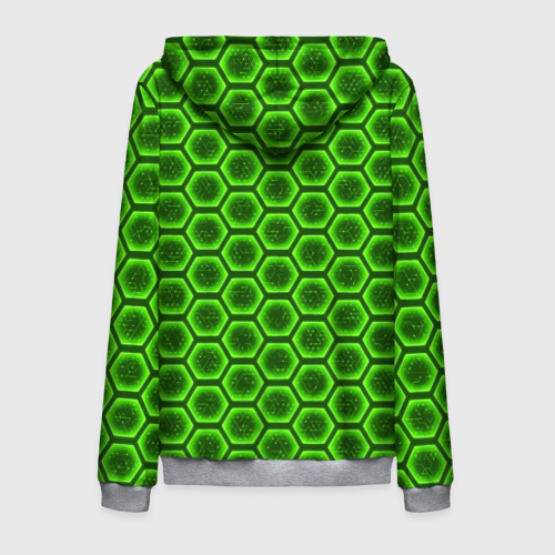 Мужская толстовка 3D на молнии с принтом Энергетический щит - зеленый, вид сзади #1