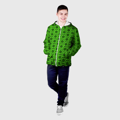 Мужская куртка 3D с принтом Энергетический щит - зеленый, фото на моделе #1