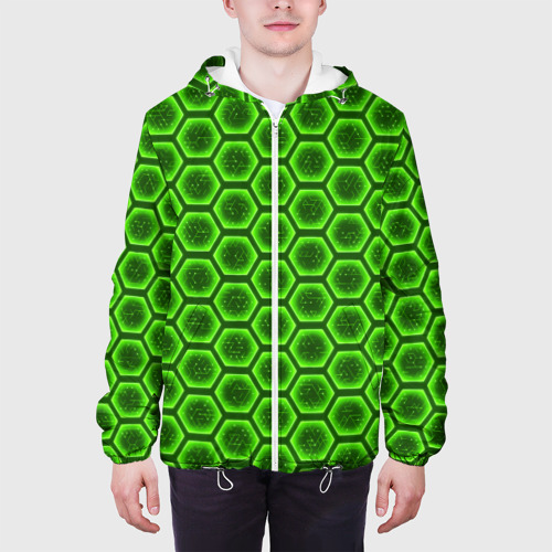 Мужская куртка 3D с принтом Энергетический щит - зеленый, вид сбоку #3
