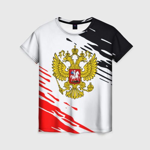 Женская футболка 3D с принтом Россия имперские краски текстура, вид спереди #2