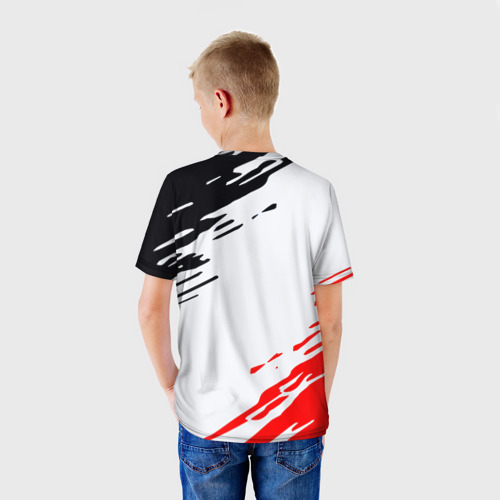 Детская футболка 3D с принтом Россия имперские краски текстура, вид сзади #2