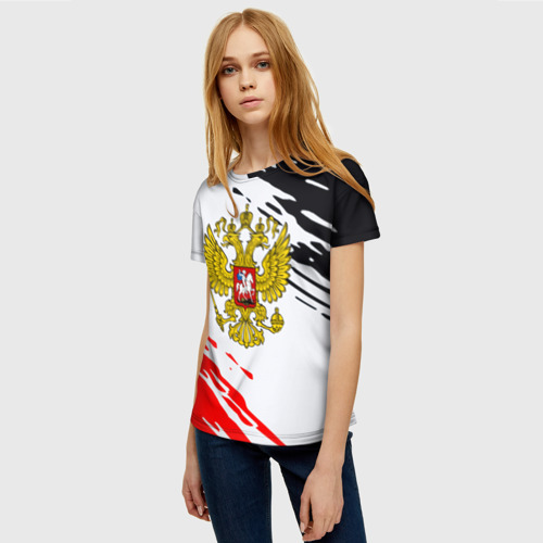 Женская футболка 3D с принтом Россия имперские краски текстура, фото на моделе #1