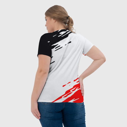 Женская футболка 3D с принтом Россия имперские краски текстура, вид сзади #2