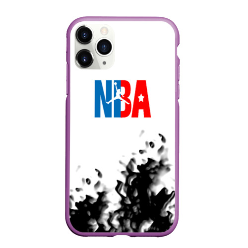 Чехол для iPhone 11 Pro Max матовый Basketball краски, цвет фиолетовый