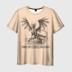Дракон на скале с циклом годов дракона – Мужская футболка 3D с принтом купить со скидкой в -26%