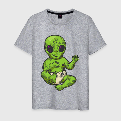 Мужская футболка хлопок Ребёнок пришельца, цвет меланж