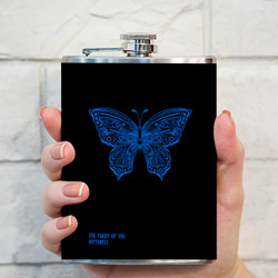 Фляга Синяя бабочка на чёрном фоне - фото 2