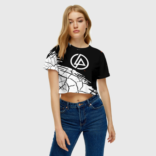 Женская футболка Crop-top 3D Linkin park abstraction rock, цвет 3D печать - фото 3