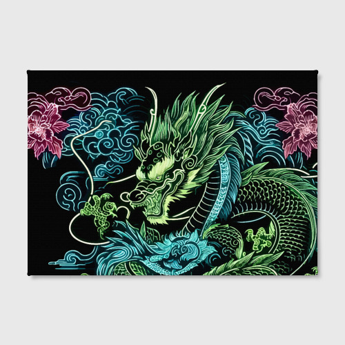 Холст прямоугольный Ирезуми - неоновый японский дракон, цвет 3D печать - фото 2