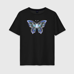 Бабочка стилизованная белый контур – Женская футболка хлопок Oversize с принтом купить со скидкой в -16%