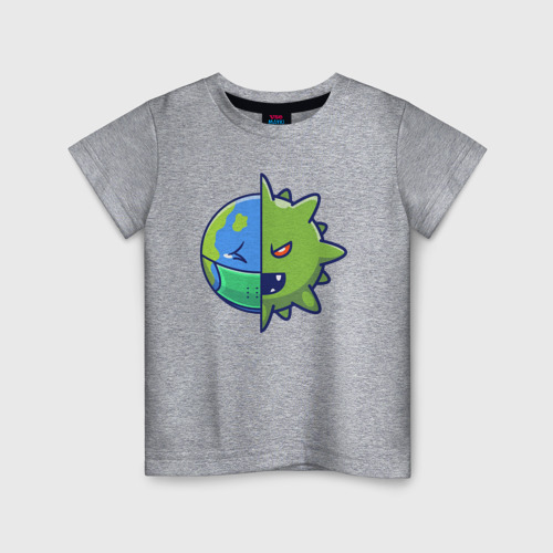 Детская футболка хлопок с принтом Земля и вирус, вид спереди #2