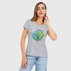 Женская футболка хлопок Slim Земля и вирус - фото 2