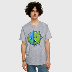 Мужская футболка хлопок Oversize Земля и вирус - фото 2