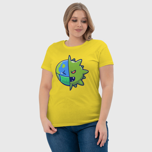 Женская футболка хлопок с принтом Земля и вирус, фото #4