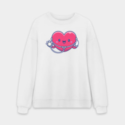 Мужской свитшот oversize без начеса хлопок Сердечко медика