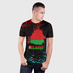 Мужская футболка 3D Slim Belarus страна краски  - фото 2