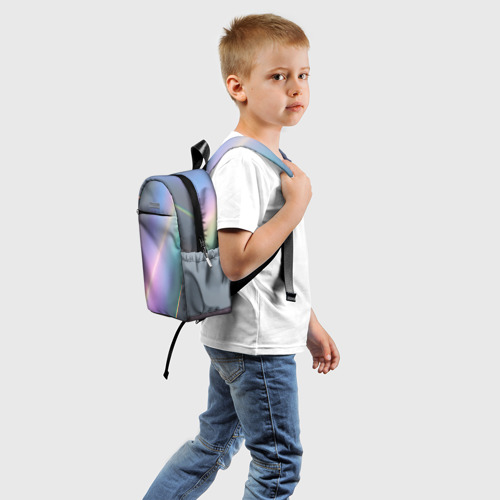 Детский рюкзак 3D с принтом Металлическая голография, вид сзади #1