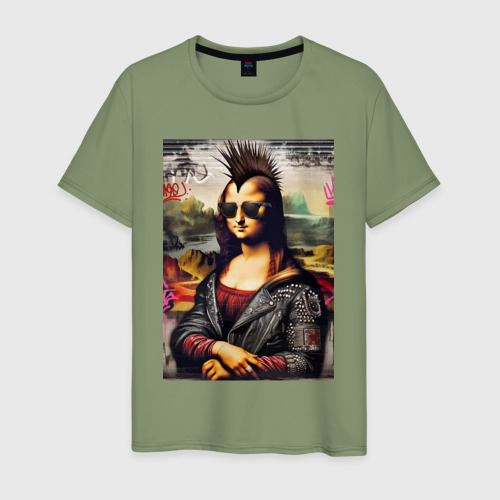 Мужская футболка хлопок Mona Lisa - punk, цвет авокадо