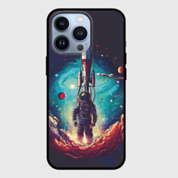 Чехол для iPhone 13 Pro Космонавт и ракета в космосе