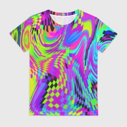 Женская футболка 3D Психоделический глитч