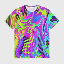 Мужская футболка 3D Психоделический глитч