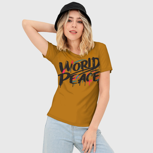 Женская футболка 3D Slim За мир в мире, цвет 3D печать - фото 3