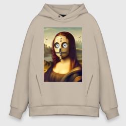 Мужское худи Oversize хлопок Mona Lisa in a mask - steampunk