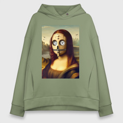 Mona Lisa in a mask - steampunk – Женское худи Oversize хлопок с принтом купить со скидкой в -20%